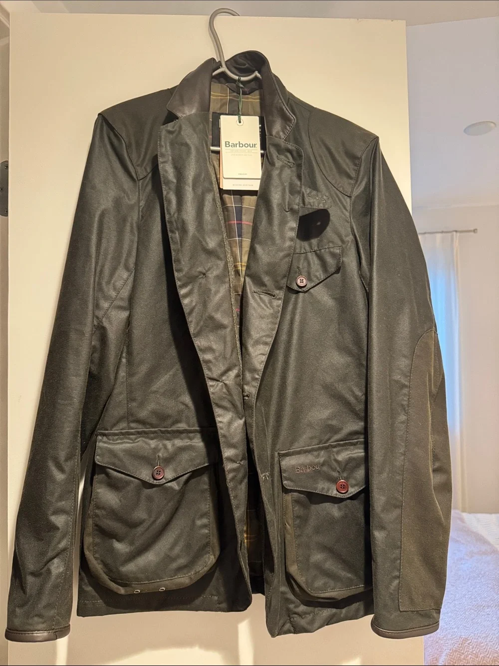 Barbour Waxed Cotton Beacon Sports Jacket with Tartan Lining